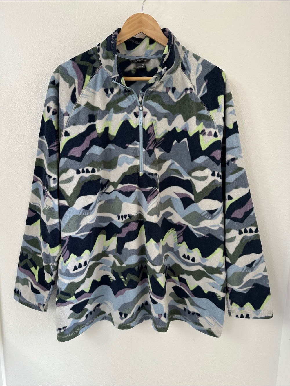 Eddie Bauer 3X Women’s Quest Fleece Quarter Zip Abstract Mountain Pullover